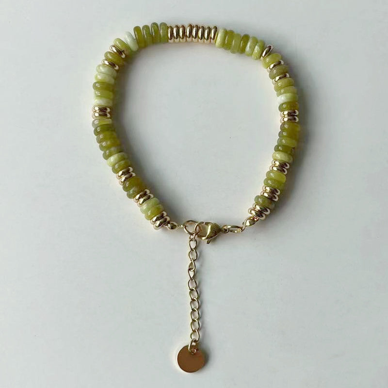 Niche natural semi-precious stone color Frisbee necklace handmade beaded vintage temperament clavicle chain high multi-color optional