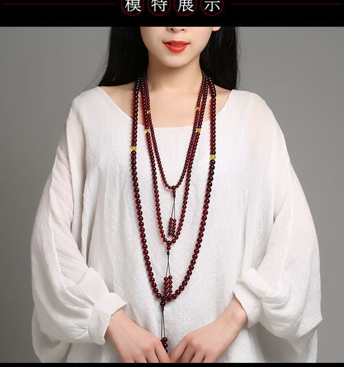 Myanmar Blood Pearl 108 beads beeswax bracelets for men and women Amber multi-ring bracelet necklace water purification beads
