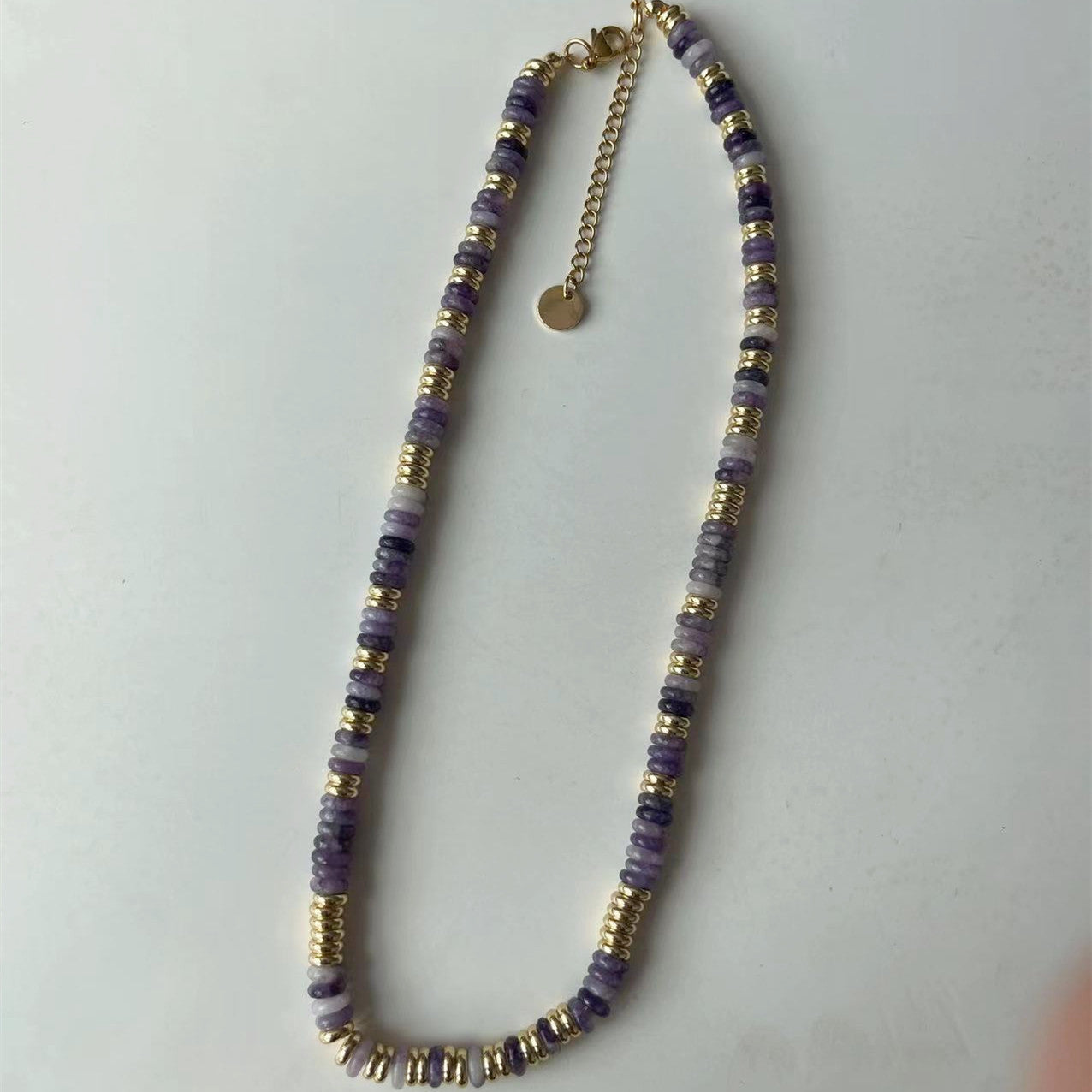 Niche natural semi-precious stone color Frisbee necklace handmade beaded vintage temperament clavicle chain high multi-color optional