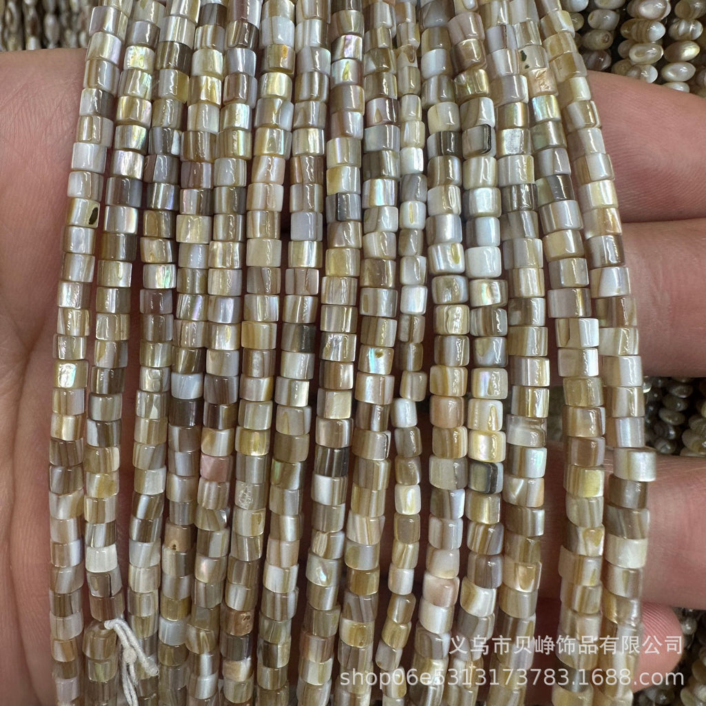 Natural Cow Tendon Shell Beads Round Tube Beads DIY Jewelry with Necklace Penguin Shell Oil Flower Shell Beads Bracelet Wholesale