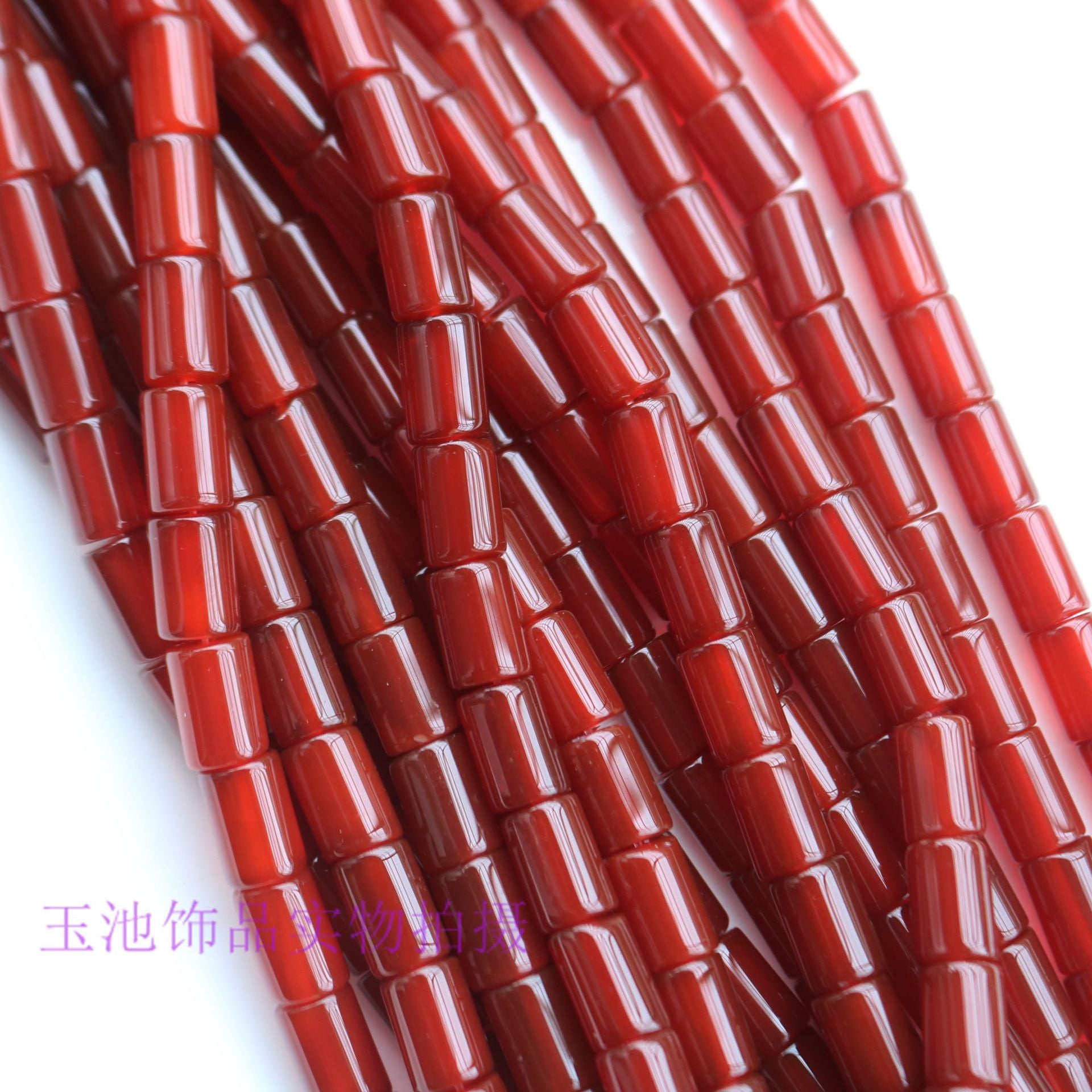 Natural Red Agate Rice Beads Agate Twisted Round Tube Beads Loose Bead Necklace Bracelet Spacer Beads Semi-Finished DIY Jewelry Accessories