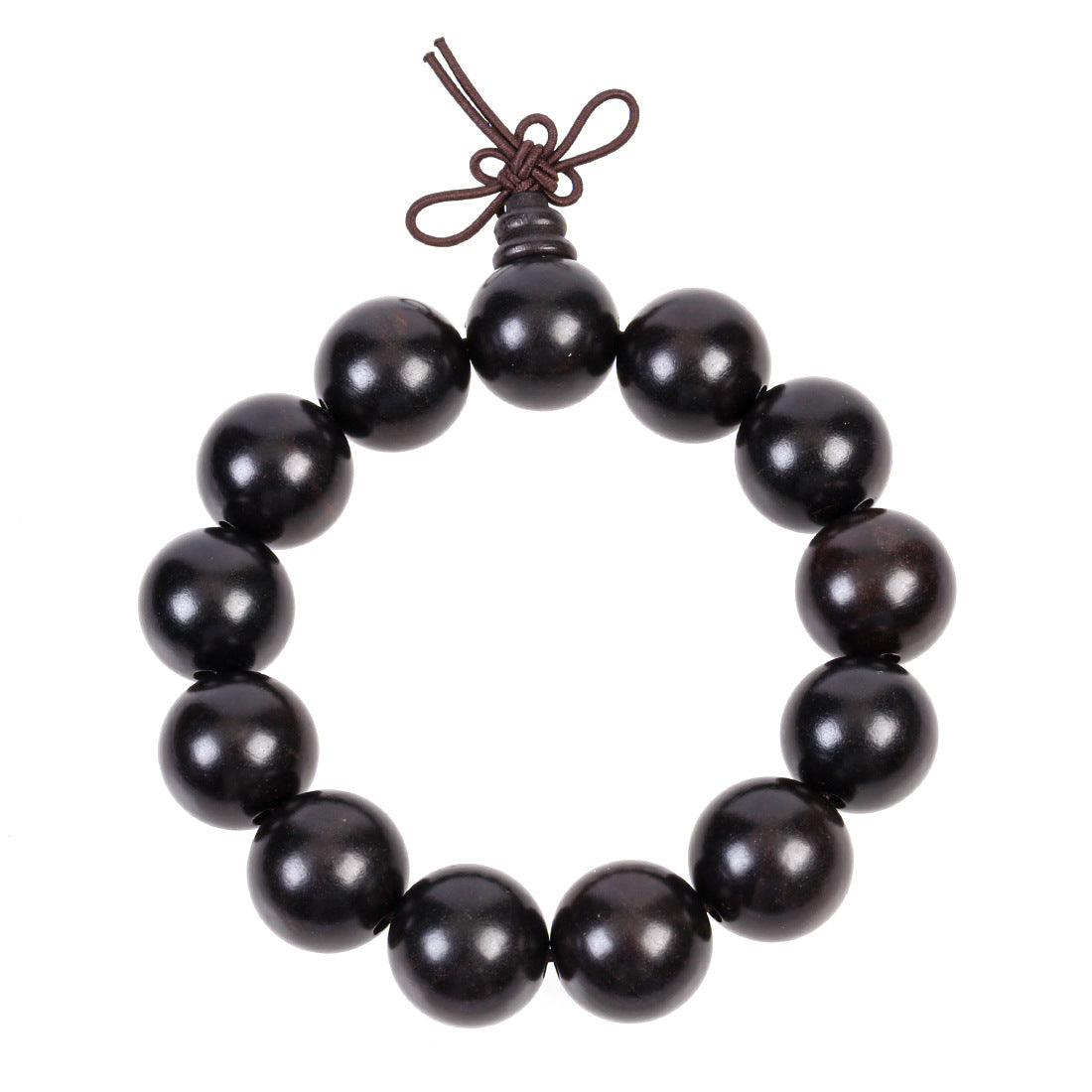 Natural Ebony Sour Branches Big Buddha Beads Round Beads Bracelet New Chinese Style Sandalwood Artistic Jewelry Bracelet for Men and Women
