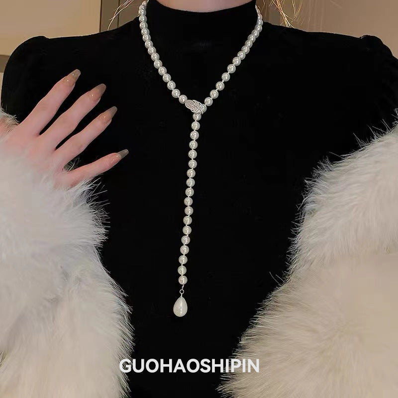 Light Luxury and High-End Multi-Layered Pearl Sweater Chain, Feminine, Simple, Long Autumn and Winter Necklace, Alloy Accessories, Jewelry
