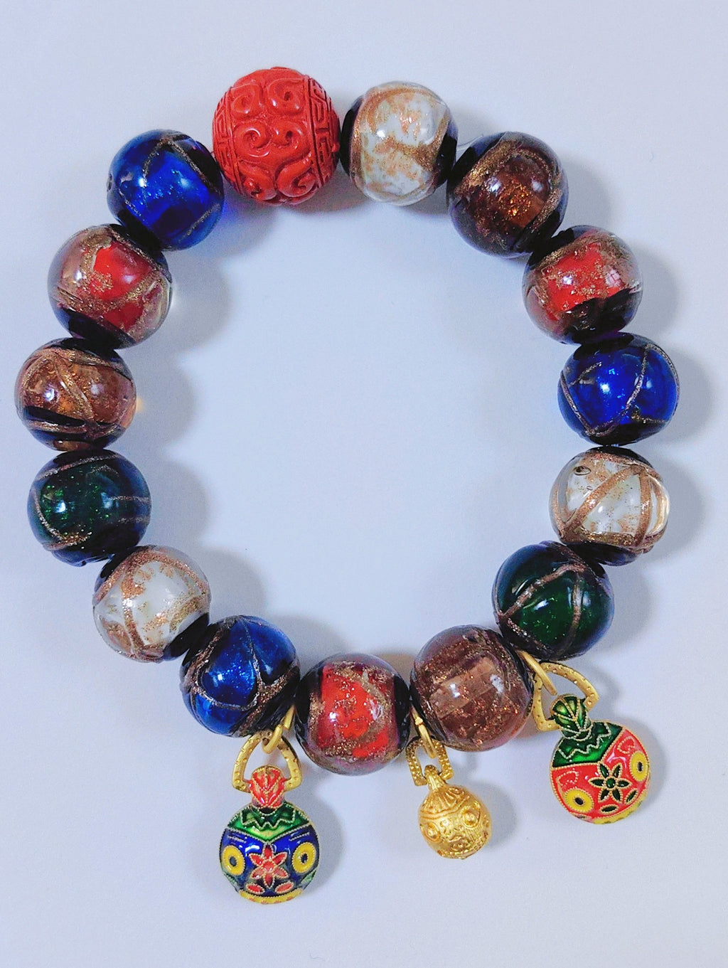 Popular Ash-Colored Glass Bracelet Handmade Glass Ancient Qin Gold-Swallowing Beast Bracelet Ancient Gold Sand Temple Buddhist Beads Cultural Toy
