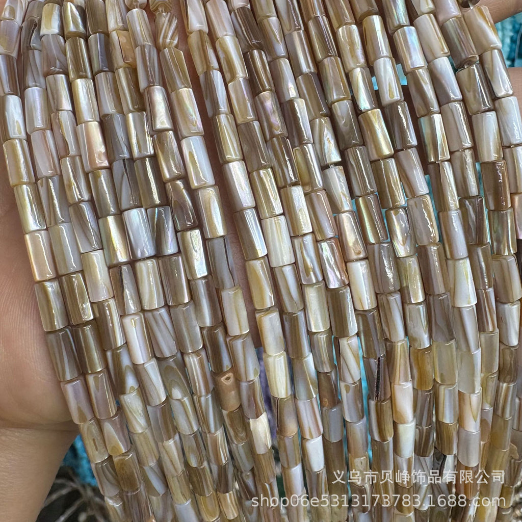 Natural Cow Tendon Shell Beads Round Tube Beads DIY Jewelry with Necklace Penguin Shell Oil Flower Shell Beads Bracelet Wholesale
