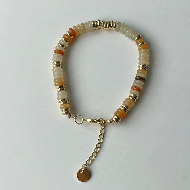 Niche natural semi-precious stone color Frisbee necklace handmade beaded vintage temperament clavicle chain high multi-color optional