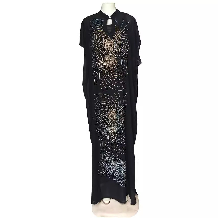 Cross-border supply of small collar whirlwind personality hot drilling fashion loose dress African women's dress clearance