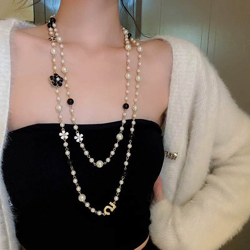 Light Luxury and High-End Multi-Layered Pearl Sweater Chain, Feminine, Simple, Long Autumn and Winter Necklace, Alloy Accessories, Jewelry