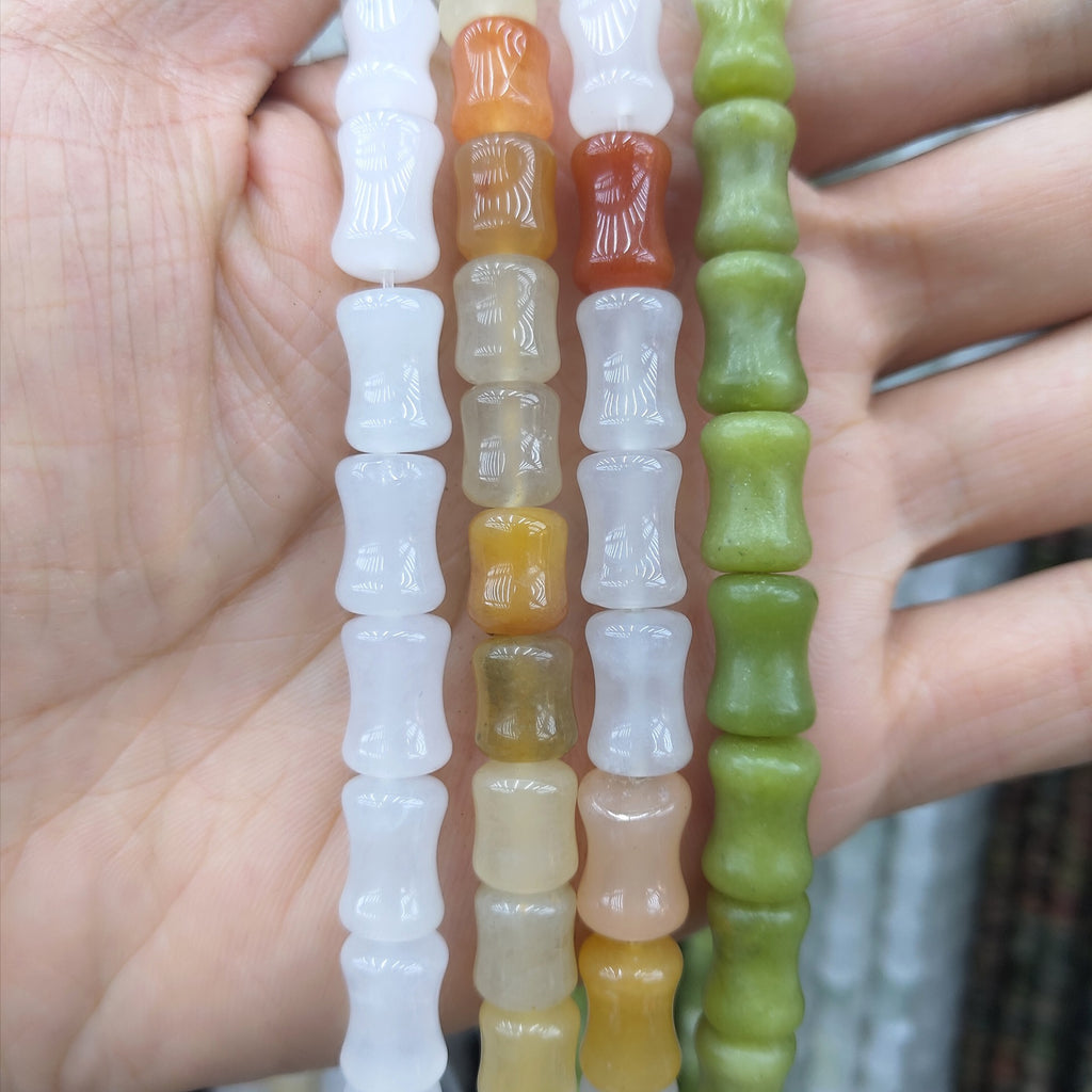 Natural Xinjiang Golden Silk Jade Bamboo Loose Beads Spacer Beads DIY Beaded Hairpin Necklace Bracelet Jewelry Accessories Wholesale