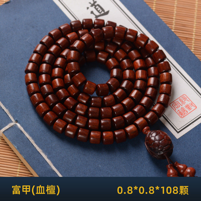 Zambia Small-Leaf Rosewood Blood Sandalwood Barrel Beads Bracelet Sweater Chain Unisex Buddhist Prayer Beads High-Density Old Material Cultural Goods Wholesale