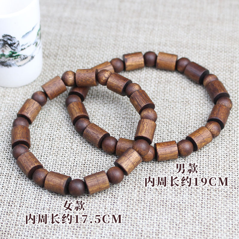 Factory wholesale black Qinan agarwood bracelets old medicine incense barrel beads double treasure bead bracelet wooden text play Buddha beads for men and women