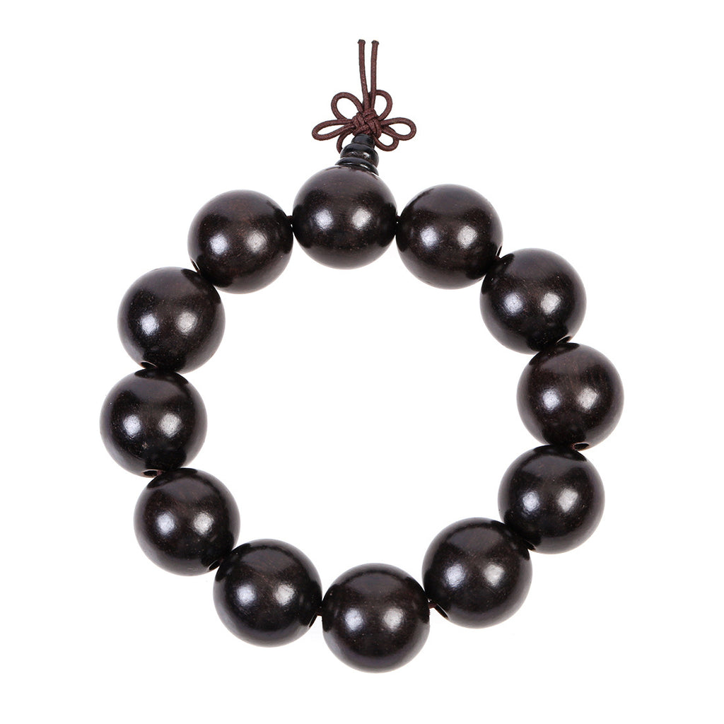 Natural Ebony Sour Branches Big Buddha Beads Round Beads Bracelet New Chinese Style Sandalwood Artistic Jewelry Bracelet for Men and Women