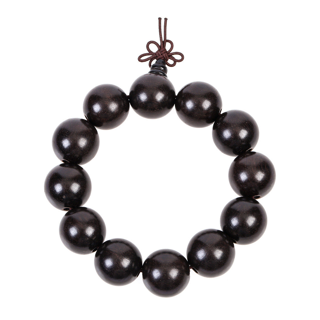 Natural Ebony Sour Branches Big Buddha Beads Round Beads Bracelet New Chinese Style Sandalwood Artistic Jewelry Bracelet for Men and Women