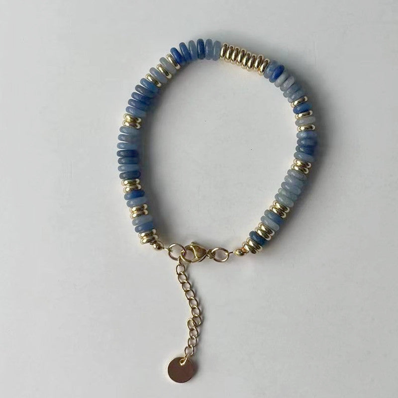 Niche natural semi-precious stone color Frisbee necklace handmade beaded vintage temperament clavicle chain high multi-color optional