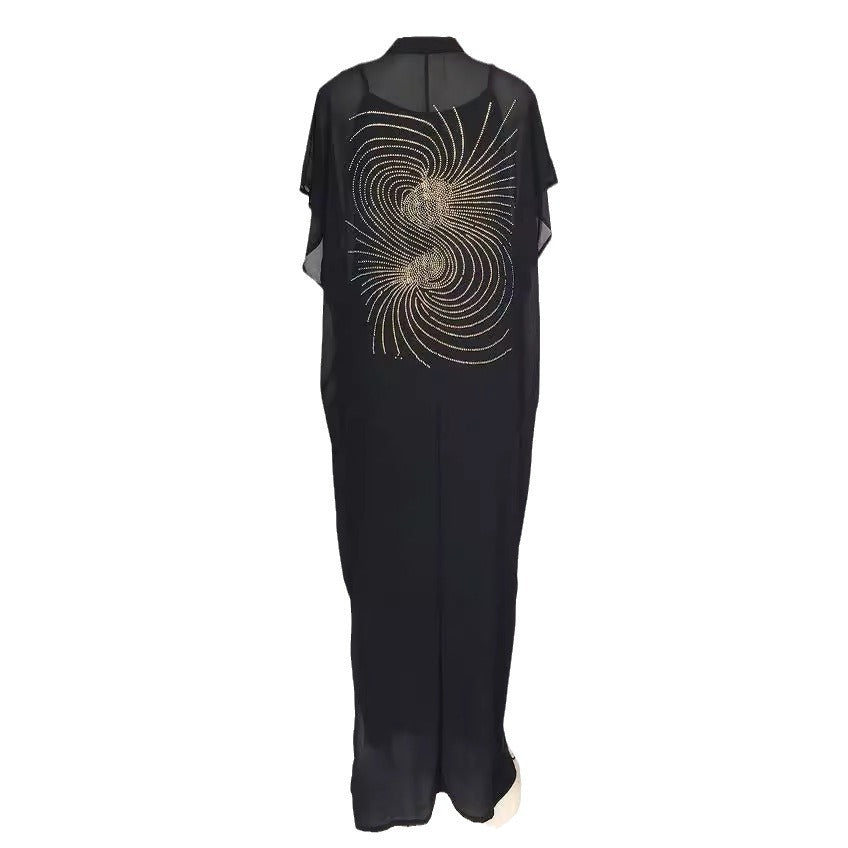 Cross-border supply of small collar whirlwind personality hot drilling fashion loose dress African women's dress clearance