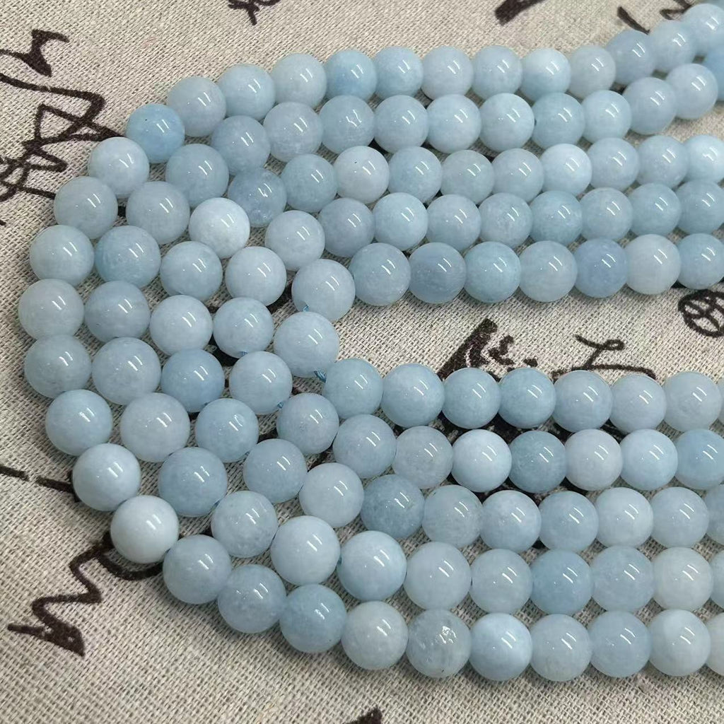 Natural Jade Grade A optimized light sea blue treasure round beads DIY bracelet necklace jewelry semi-finished loose beads accessories wholesale