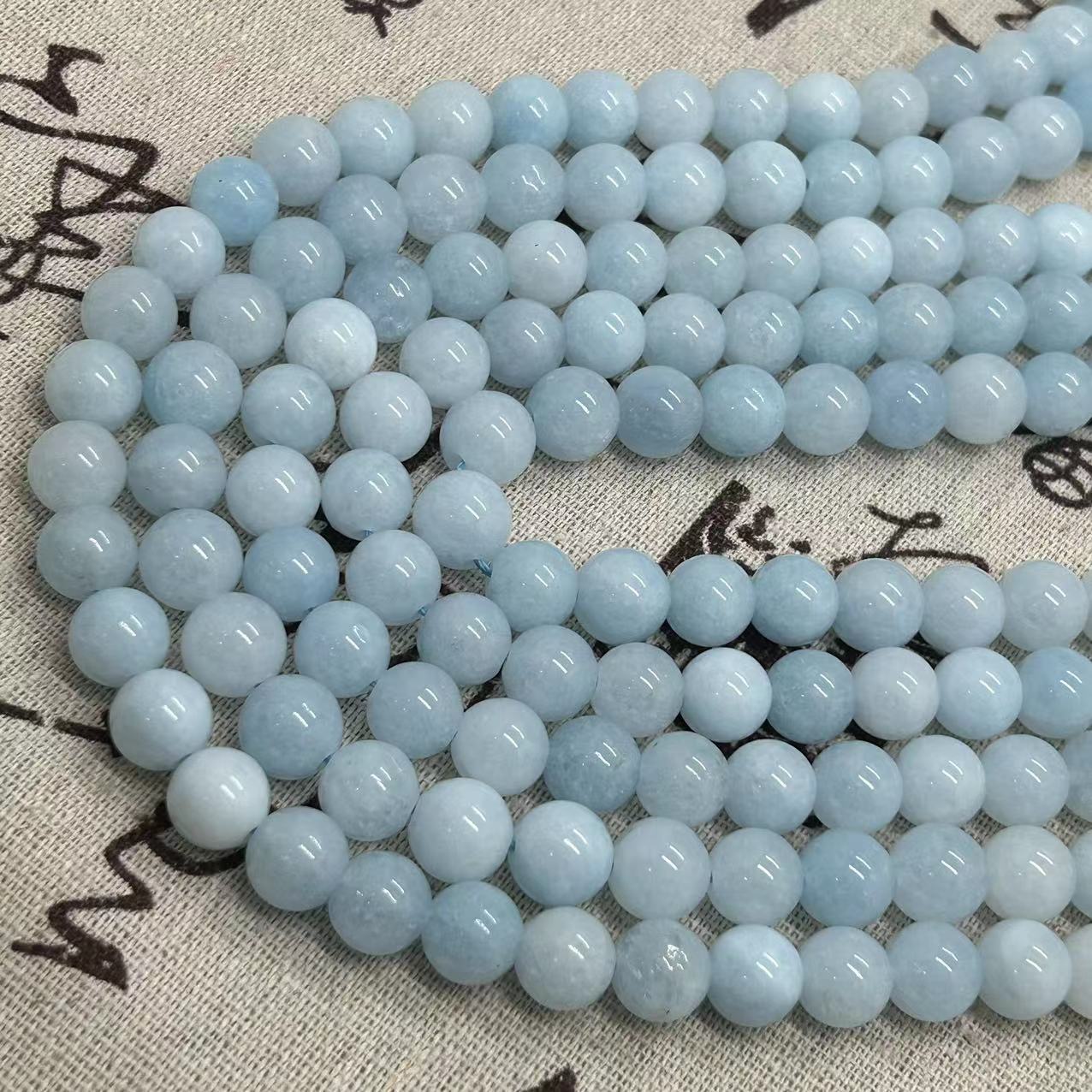 Natural Jade Grade A optimized light sea blue treasure round beads DIY bracelet necklace jewelry semi-finished loose beads accessories wholesale