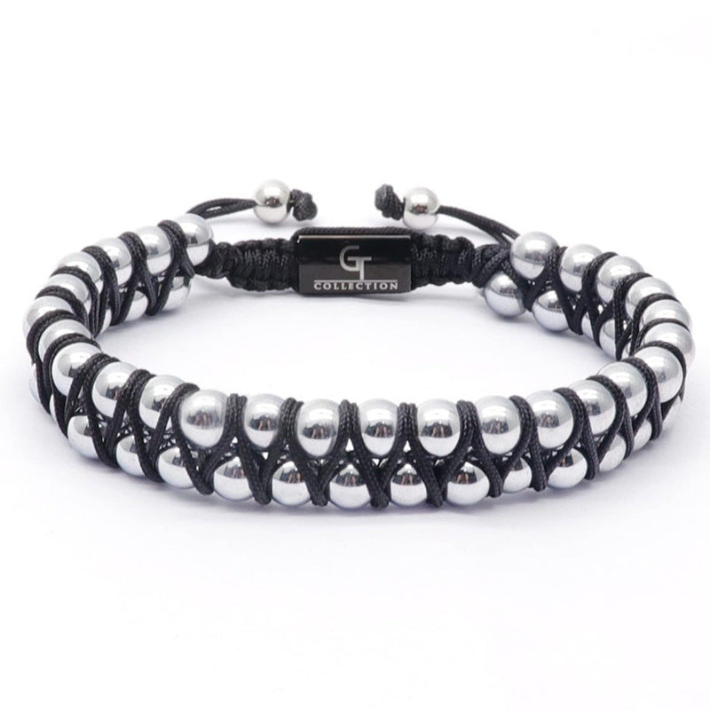 Double-layer frosted stone bracelet natural tiger eye stone double-row beaded woven bracelet can be customized DIY lettering bracelet
