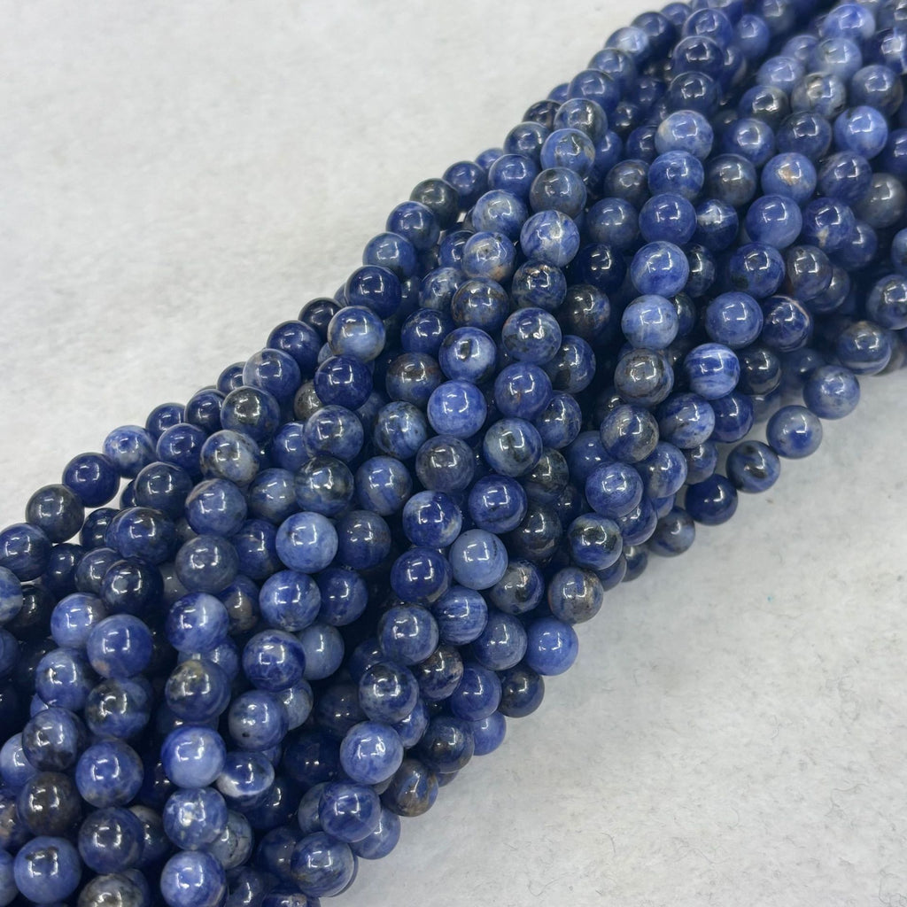 Natural stone loose beads blue grain round beads original handmade DIY jewelry bracelet necklace with beads beaded material semi-finished products