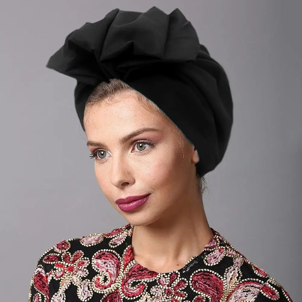 Bandeaux africains élégant rétro Turban pour femmes musulman foulard casquette couleur unie dames bonnets casquettes casque musulman