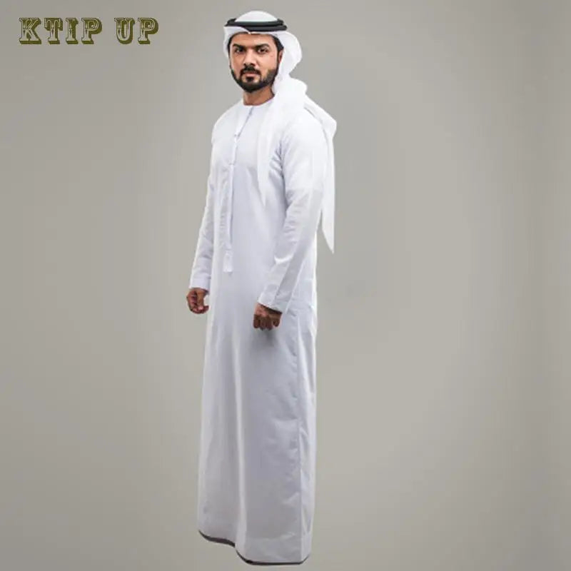 Abaya islamique arabe pour hommes Robe imprimé ethnique col montant chemise mi-longue pour jeunes manteau de luxe vêtements décontractés pour hommes musulmans à la mode