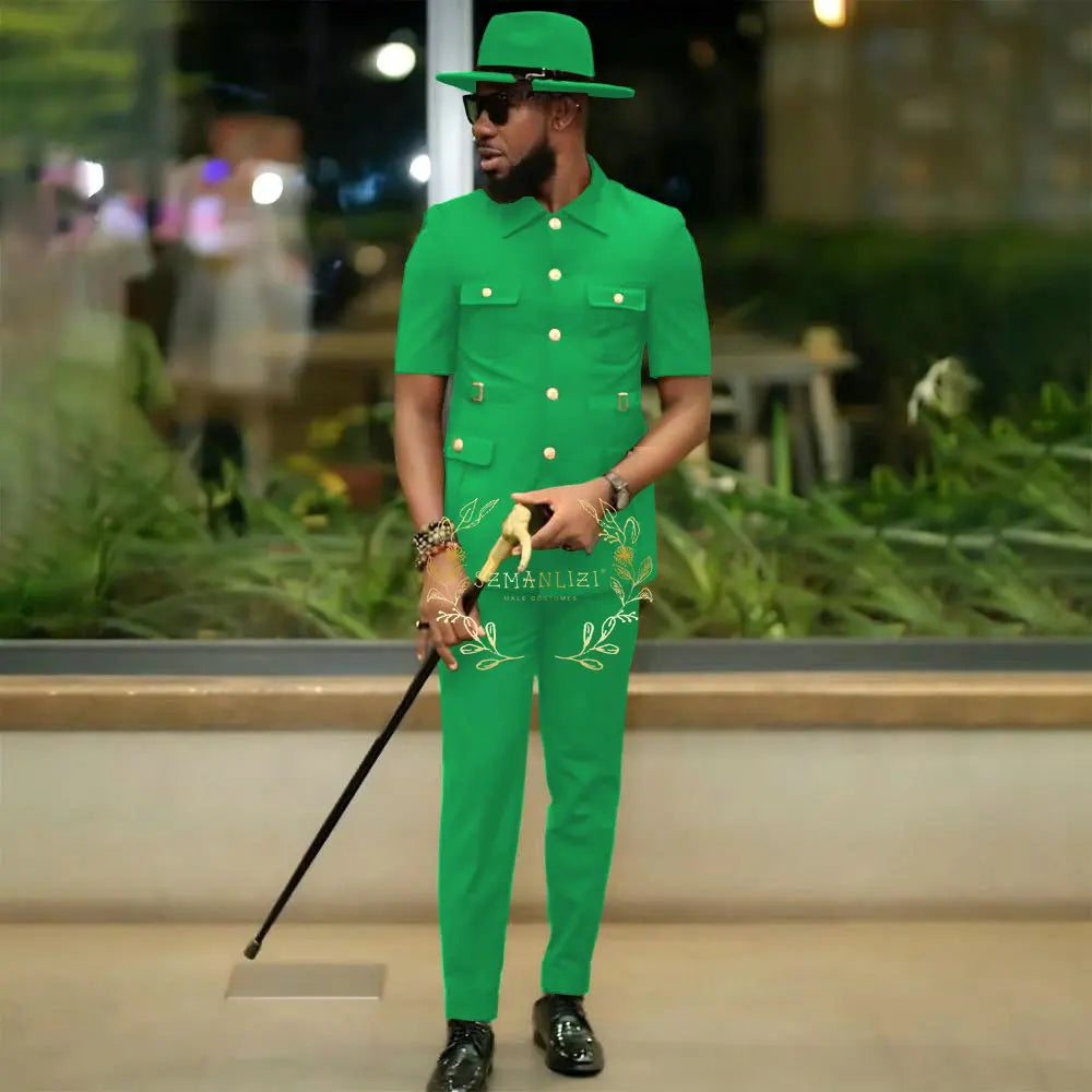 Costumes de style africain pour hommes pour mariage, sur mesure, 2 pièces, veste à simple boutonnage, pantalon, 2 pièces, costumes de marié, costume homme