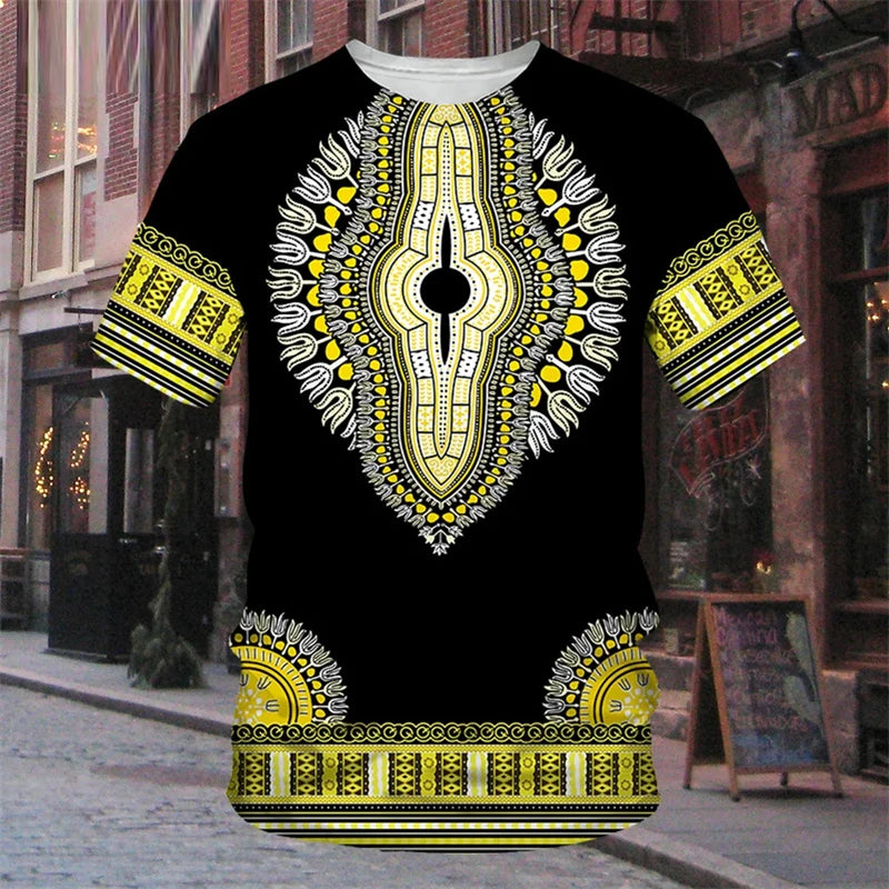 Robe traditionnelle africaine à rayures 7,5 nt, T-shirt décontracté, Streetwear, Col rond, Manches courtes, Économie, Ropa zones bre, Cool Designs Y-