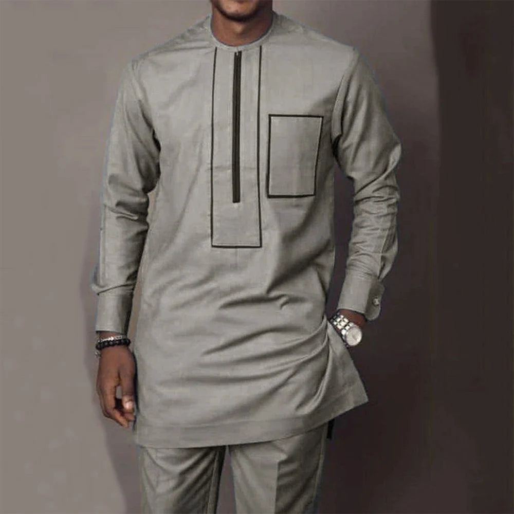 2025 hommes africains Dashiki à manches longues 2 pièces ensemble tenue traditionnelle afrique vêtements blanc hommes costume homme chemise pantalon costumes
