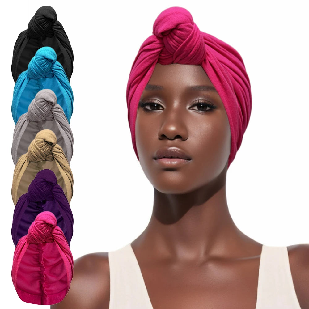 Couvre-chef noués pour femmes, Turban africain, bonnet pré-noué, couvre-cheveux