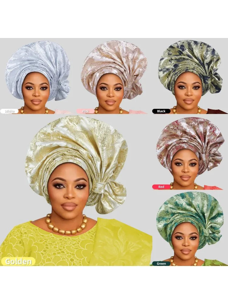 Nouveau Turban Africain 2026, Auto Gele Nigérian, Foulards de Tête Auto Gele, Bonnets Turban pour Femmes, Geles de Mariage, Foulards de Tête Musulmans, Bonnets
