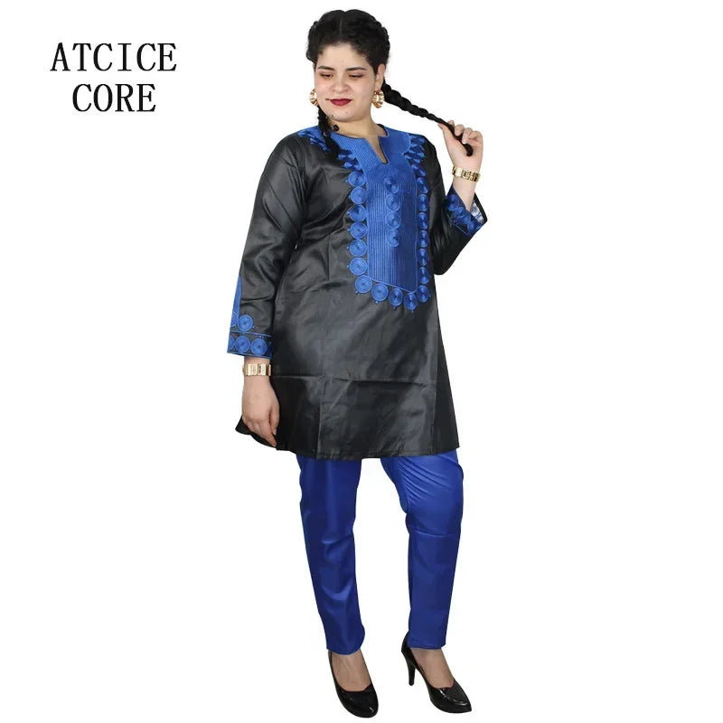 Vêtements Africains pour Femmes, Mode Bassin Broderie, Robes Design, Haut avec Pantalon