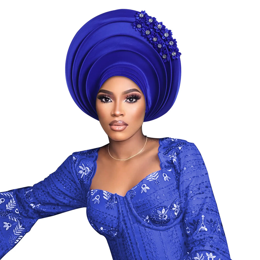 Chapeau foulard pour femmes africaines, Gele nigérian, Gele auto-formable, Turban, Bandeau pour la tête, Hijab musulman, Bonnet, pour soirées et événements