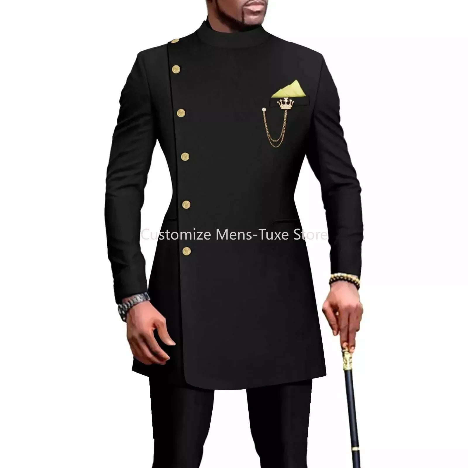 Costumes pour hommes Blazers vêtements africains pour hommes costume 2 pièces veste pantalon mariage traditionnel coupe ajustée couleur unie Festival fête