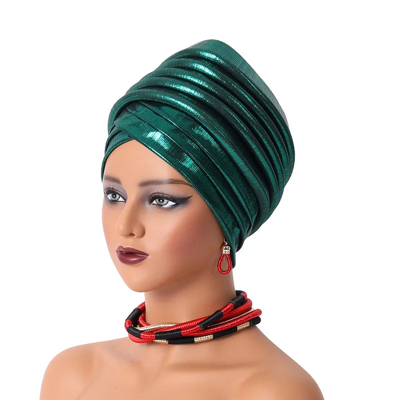 Femmes africaines Auto Gele couvre-chef Nigeria dame plissée bandeau musulman foulard Bonnet Turbante Mujer
