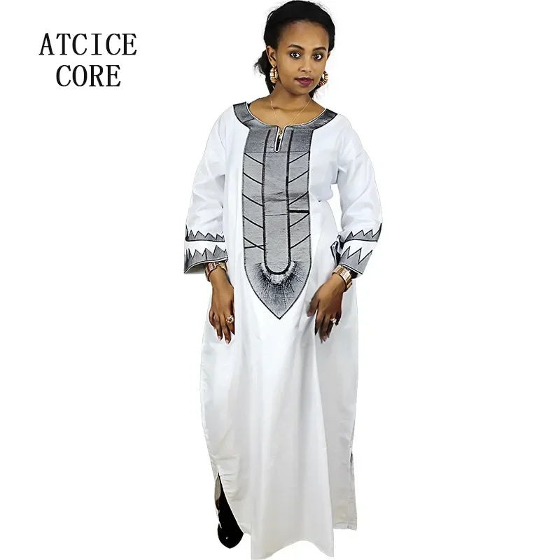 African Dresses For Woman Soft Material Embroidery Design Long Dress Without Scarf