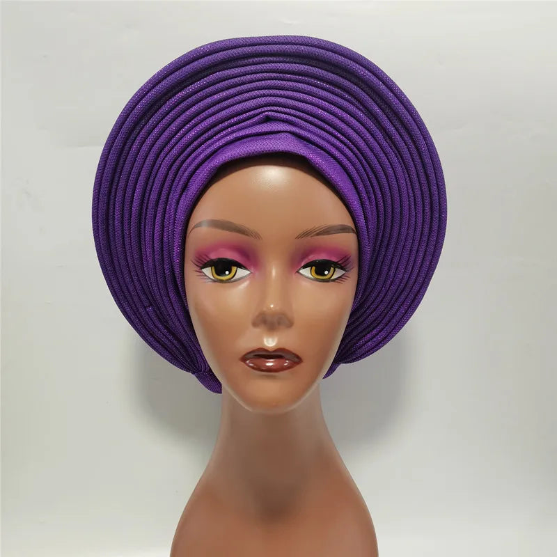 Cravate de sauna africaine de haute qualité Turban NigWin cravate de sauna prête à l'emploi Auto Gele Turban enveloppe de sauna pour XM205-1 de fête de mariage