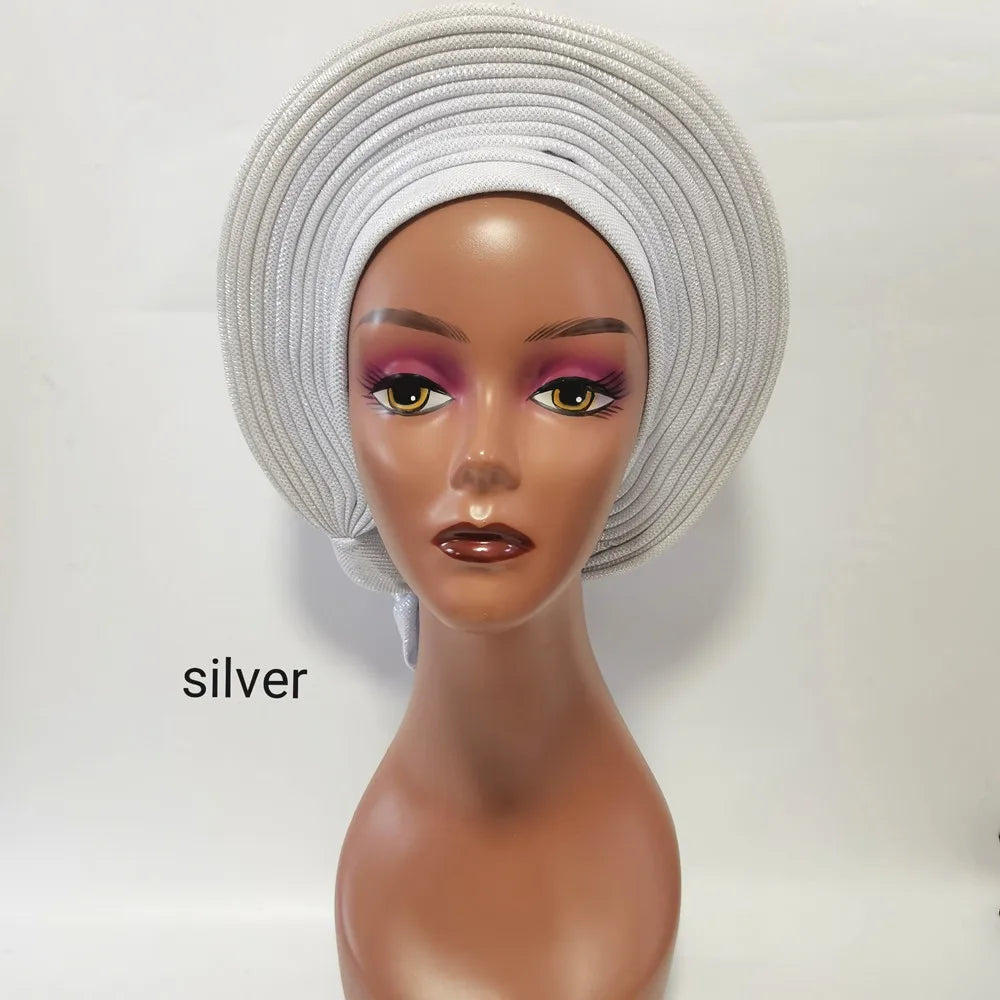 Cravate de sauna africaine de haute qualité Turban NigWin cravate de sauna prête à l'emploi Auto Gele Turban enveloppe de sauna pour XM205-1 de fête de mariage