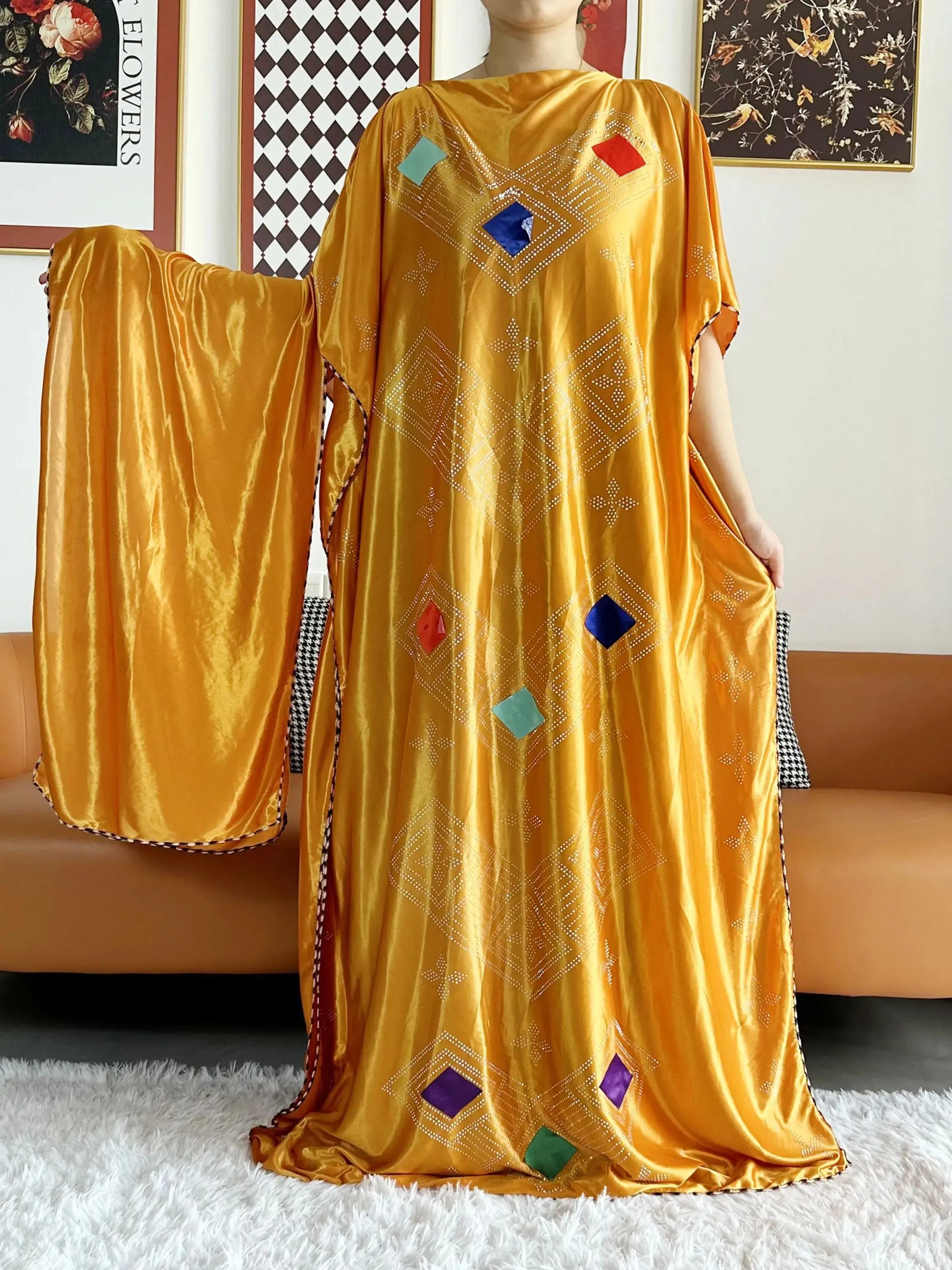 2026 African Summer Kaftan Muslim Women Dress India Caftan Traditional Wear Printed Fabric Africa Femme Maxi Casual Outfit