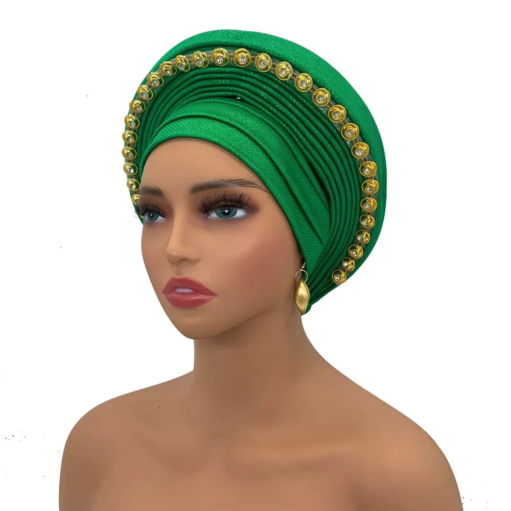 Turban Africain pour Femme, Casquette de Sauna Nigériane, Accessoire de ixde Mariage, Enveloppes de Tête Déjà Faites à la Main