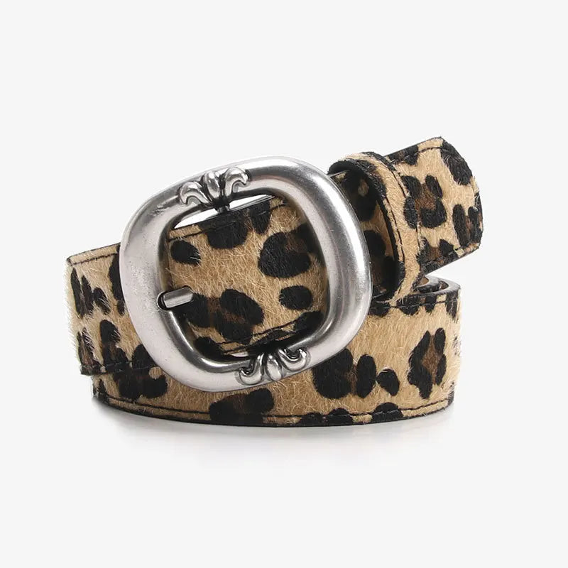 Ceinture imprimée léopard pour femmes, mode décontractée, polyvalente, accessoires pour jeans, ceinture gothique rétro en cuir Pu, boucle ardillon