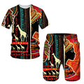 Ensembles de t-shirts et shorts College en 3D de style ethnique africain pour hommes, mode décontractée, t-shirt à manches courtes, olympiques pantalons, vêtements respirants