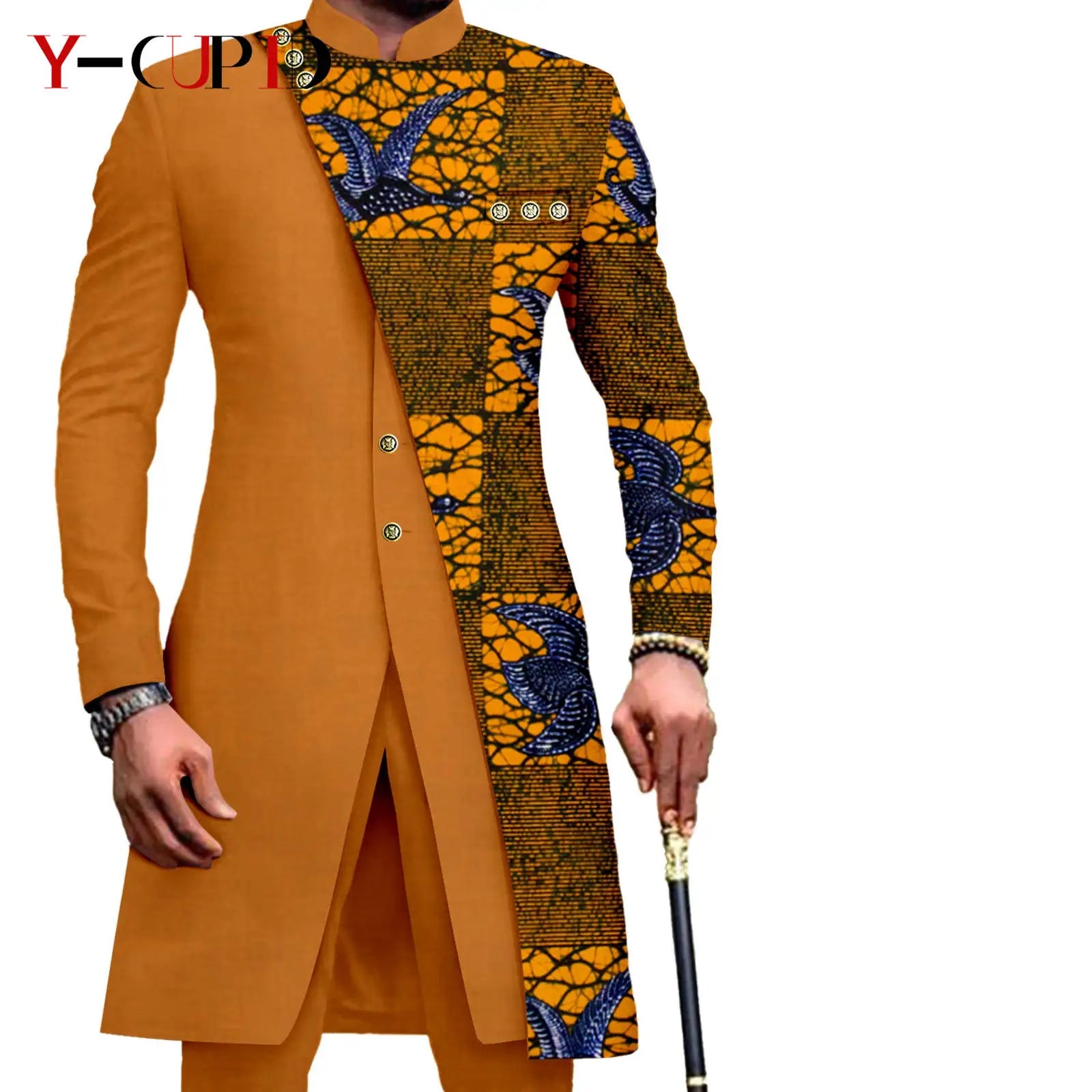 Vêtements Africains Assortis pour Couple Dashiki, Robe Imprimée, Bazin Riche, Ensemble Veste et Pantalon Imbibés, 2 Pièces, Y23C076