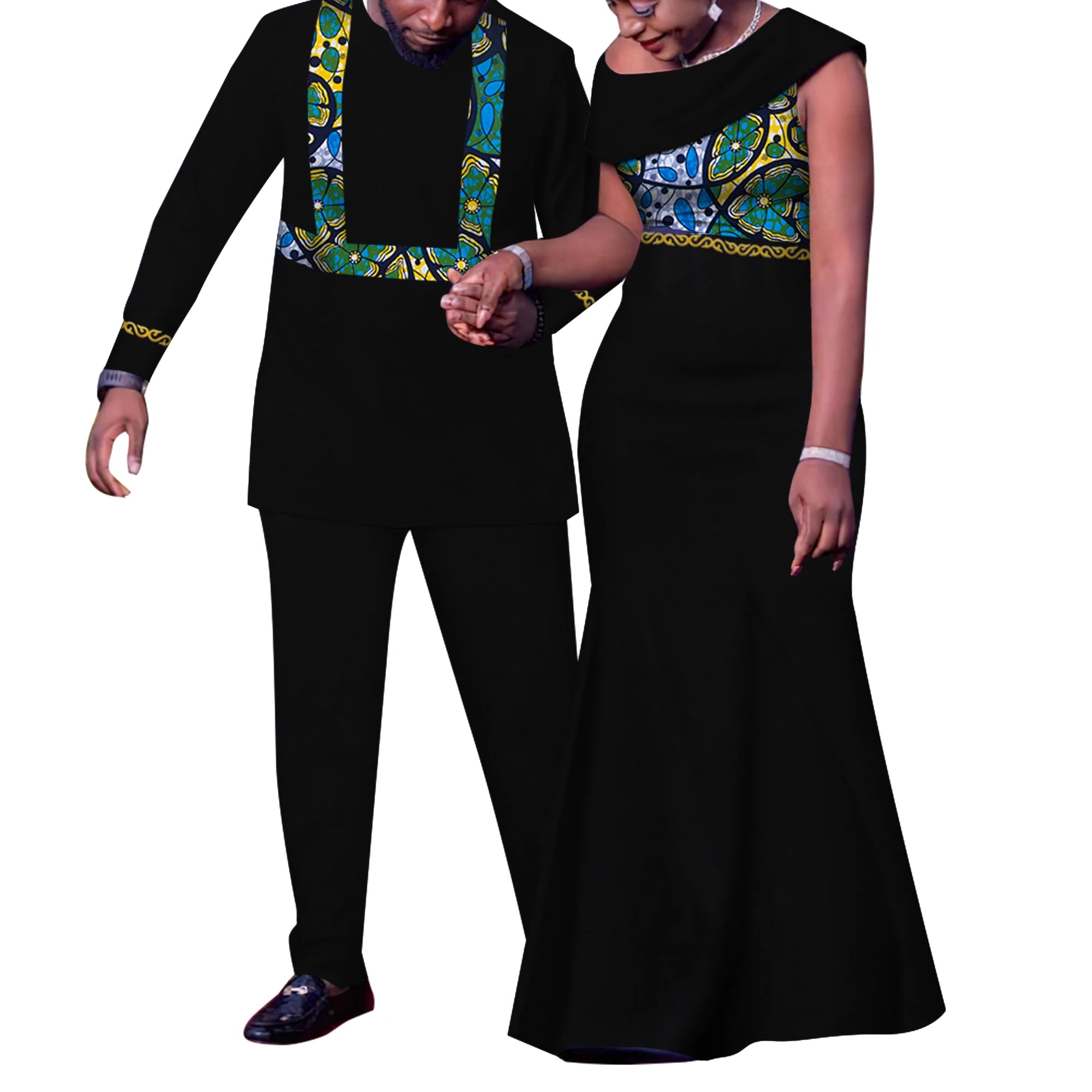 Tenues de Couple africain, ensembles assortis Dashiki, costume et robes pour hommes africains pour femmes, vêtements de fête pour Couple WYQ905