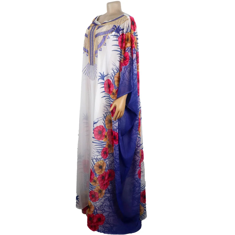 African Print Dresses for Women Muslim Maxi Dress Traditional Dashiki Diamond Abaya Dubai Boubou Robe Africa Morocco Gown Robes