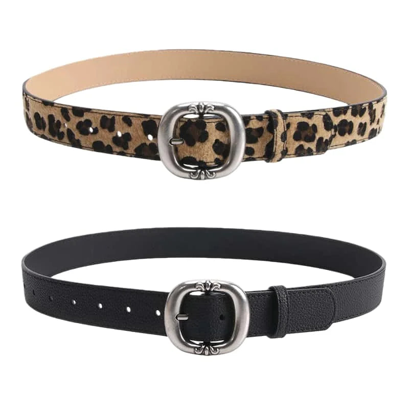 Ceinture imprimée léopard pour femmes, mode décontractée, polyvalente, accessoires pour jeans, ceinture gothique rétro en cuir Pu, boucle ardillon