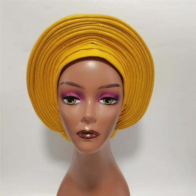 Cravate de sauna africaine de haute qualité Turban NigWin cravate de sauna prête à l'emploi Auto Gele Turban enveloppe de sauna pour XM205-1 de fête de mariage