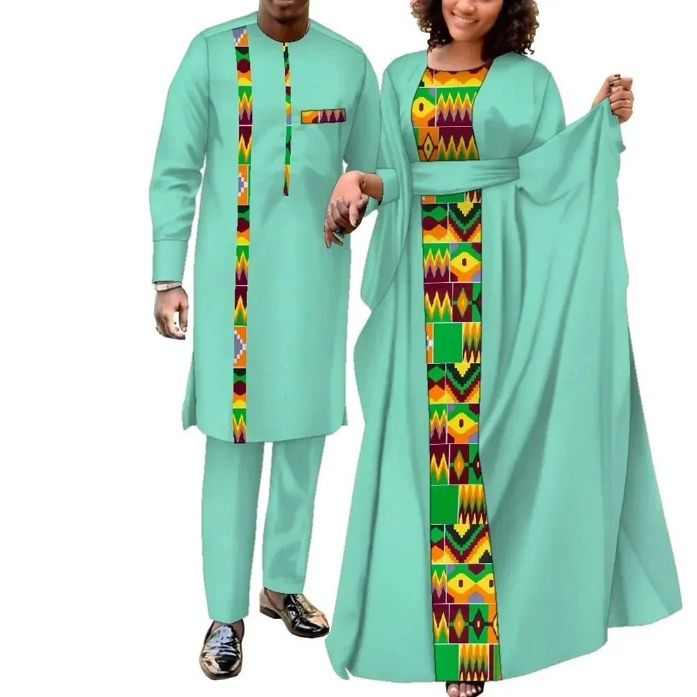 Tenues de couple africaines pour femmes et hommes, ensembles assortis, robes africaines, vêtements de mariage Dashiki, Wyq949