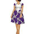 African Dresses for Women Ankara Fashion Patchwork Knee Length Pleated Lady Dresses Vintage Maxi Women V-neck Dress WY9273