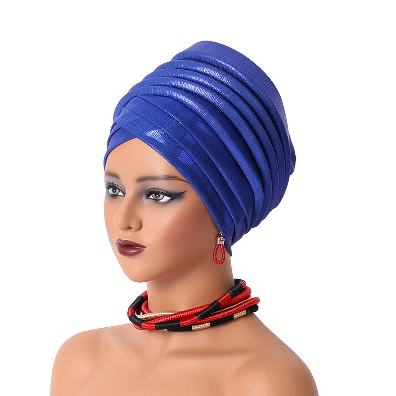 Femmes africaines Auto Gele couvre-chef Nigeria dame plissée bandeau musulman foulard Bonnet Turbante Mujer