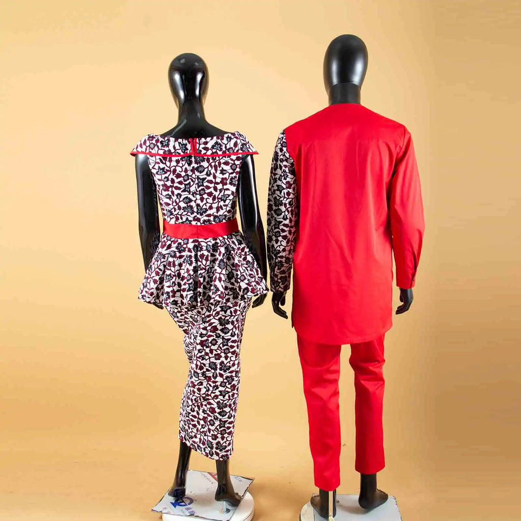 Tenues de couple assorties pour hommes, ensembles chemises et pantalons, robes africaines Dashiki pour femmes, haut et jupes fendues pour mariage, Y23C006